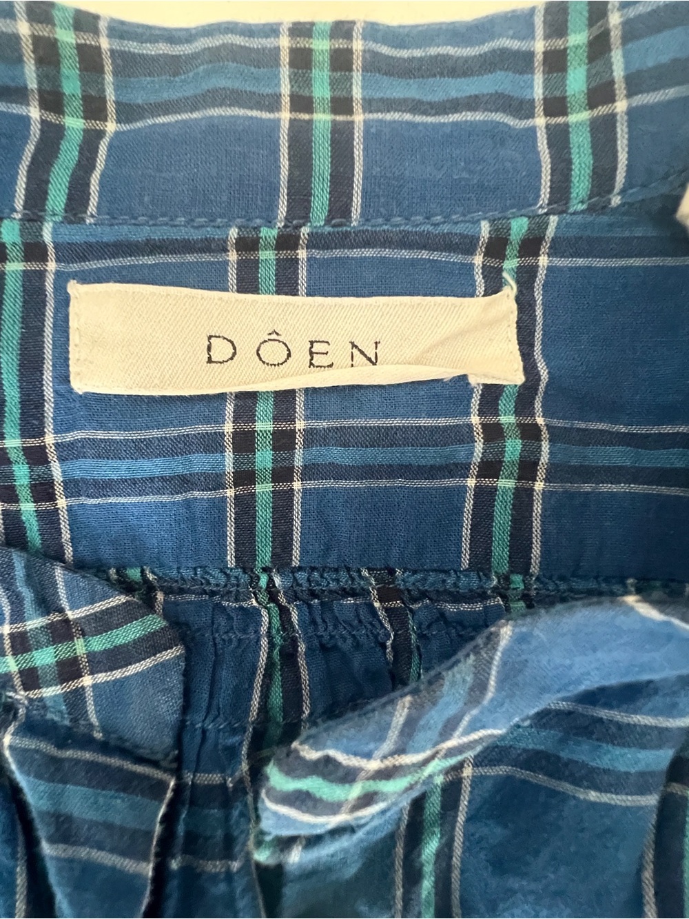 Doen O'Keefe blue plaid organic cotton blouse xs - Picture 3 of 5